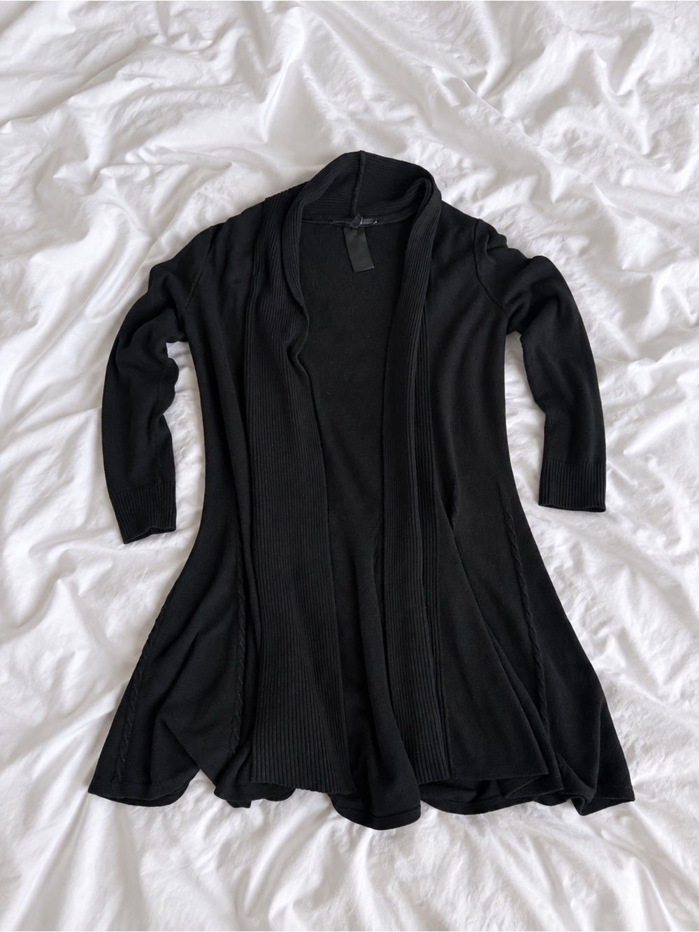White House Black Market Black Long Open-Front Cardigan